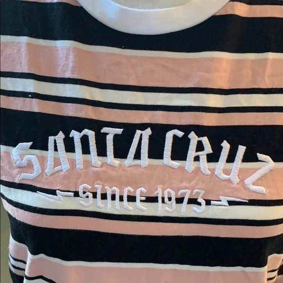 Santa Cruz Skateboards Black and Pink Striped Long Sleeve Tee - Picture 3 of 8